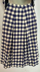 Vintage 1960s blue white check skirt vest set S sleeveless wool outfit navy top