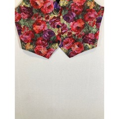 Vintage 90s My Michelle Womens LG Red Floral Tapestry Button Front Tie Back Vest