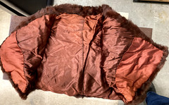 Vintage Luxurious Red Mink Fur Stole Cape Wrap Butterfly Silk Lined Hollywood