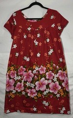 Ui-Maikai Hawaiian 1960s Muumuu House Dress SM/MED Red Hibiscus Tiki Aloha Luau