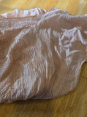 GLAMOUR 1930’S PEACH FLORAL SILK CHIFFON SLIP DRESS W HEAVILY RUCHED TOP