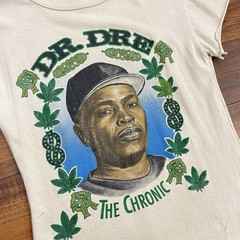 Vintage 90s Dr Dre The Chronic Hip Hop Rap Tee Womens M Distressed Cropped Cut