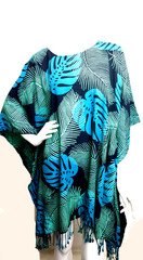 Caribelle Batik Vintage Mumu or Caftan 100 % Rayon Fringe