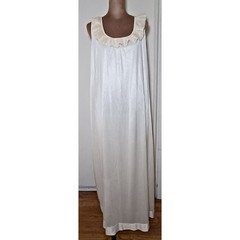 Vintage Sears Nylon Nightgown L 37.5/40.5 Long Ivory Ruffle 1950s Grandmacore
