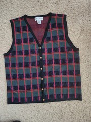 Vintage Croft & Barrow Plaid Multicolor Vest Women’s Large