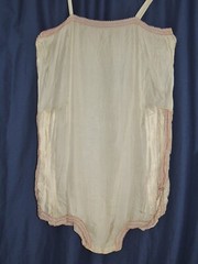 1920’s Ivory Silk W Pink Embroidery Step In / Chemise / Bloomers MED