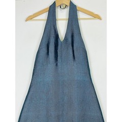 Plan Guadalajara Halter Maxi Dress Womens Small Teal Vintage Boho Artisan Mexico