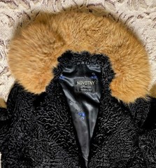 Vintage 1960s Nicotine Furrier Black Persian Lamb Jacket with Mink Collar