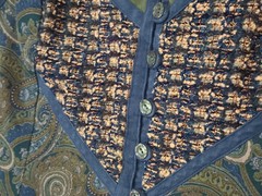 Vintage Howard Wolf Olive Green Paisley Print Waistcoat Vest Size 16