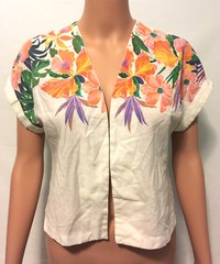 JCPenney Fashions Shirt Pullover Open Front Womens 13/14 Floral Top Short Sleeve