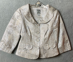 Vintage Luxury Zelda Jacket Blouse Womens 8 Silver Animal Print Understated