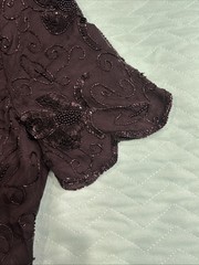 Vintage Stenay Beaded Silk Top Womens XL Sequins Black Formal Party Attire