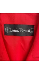 Louis Féraud 1990s Vintage Red Wool Crepe Double-Breasted Coat Dress Sz M
