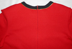 Vintage ADOLFO NEW YORK Boucle Style Long Wool Blend Cardigan Red Black Dress 18