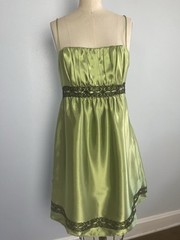 Late 90s 1990s Y2K Jessica McClintock Gunne Sax Dress Acid Green Cocktail Party