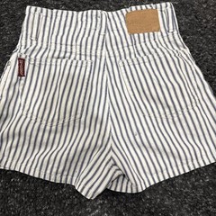 Vintage 90s Unionbay Blue White Striped Denim Shorts High Waisted Streetwear 5/6