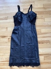 Vintage MOVIE STAR Antron Nylon & Dacron Polyester BLACK Lace Back Full Slip