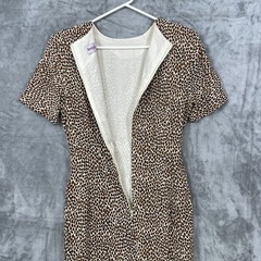 Vtg 80s Body English Dress Size 4 Animal Print Knee Length Party Event USA Made