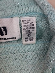 Vintage Y2K Sparkly Sleeveless Turtleneck Silk Angora Knit Top Aqua Blue Spring