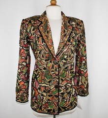 Jasdee Vintage Blazer Jacket Hand Work Beads & Sequins On Silk Style # 5006J