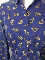LOT 2 Vintage 1990s Dress Silk Linda Allard Ellen Tracy XS/S Serbin Horn Print
