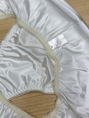 Vintage Slippery Polyester Hi Cut Panty Sheer Nylon Rayon Lace Bikini Sz.6/M