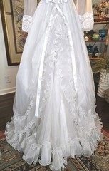 Vtg Wedding Dress Bridal Originals 70s White Long Sleeve w/ Blushing Veil