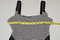 Vintage Swimsuit Electric Beach Jantzen Size S/M 80s Ribbed Striped High Cut