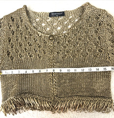 Rinascimento Crocheted Knit Cardigan Jacket Cropped Italian Gold Giacca Size M