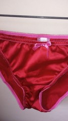 Jessica Simpson 2nd Skin Red Pink Trim Vintage Med Nylon String Bikini Panties