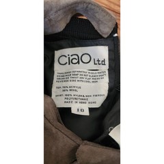 Vintage 80s CIAO Dress Drop Waist Black Knit Gray Faux Suede / M