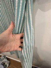 Vintage 80s Teal And White Striped Cotton Dress Short Sleeve Size 12