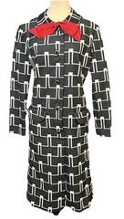 Vintage 1960s Leonard Arkin Paris Mod Op Art Geometric Print Shirtdress Sz 14