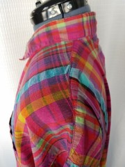 Vintage Honors Oversized S/S Pink Plaid Button Down Top Size Large