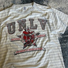Made in U.S.A. UNLV TENNiS HEATHER ASH CREAM SLUBBY STRiPED SiNGLE STiTCH BELTON