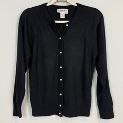 Vintage Hampshire Studio Black Pearl Button Cardigan USA PXS