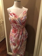 Frank Usher 10 M Floral Ruched Luxe Cottage Core Dress W Spaghetti Straps