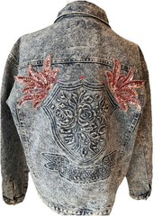 Vintage Gitano Acid Wash Jacket Size S/M Embossed Sequin 80s Womens
