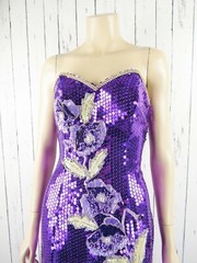 Vintage 80s Alyce Designs Purple Sequin Strapless Gown Prom Dress XS / S