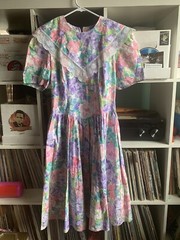 Vintage 80s Joni Blair Floral V-Waist Cotton Shirt Sleeved Dress Sz 7