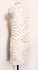 60’s White Crochet Shift Dress Mod Hippie Vintage, Small, 1960’s sheer