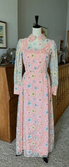 70s Dress Vintage Long Sleeve Pretty in Pink CUSTOM Made dress 1 of a kind!