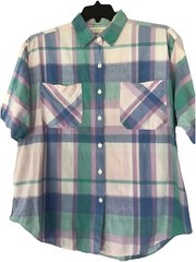 Vintage VENEZIA Women’s Button Down Plaid Pastel Mom Top 18/20