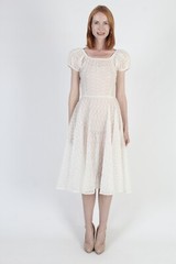 Vtg 1900s Edwardian Wedding Dress Sheer Embroidered Victorian Lawn Tea 40s Gown