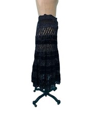 Vintage 1950s Straw Skirt Black Raffia Hawaiian Pin Up Hula Girl W 26″