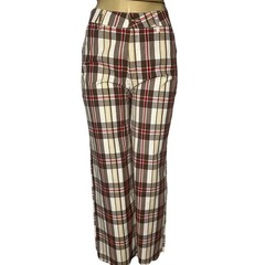 BRIXTON Victory Retro 70’S Wide Leg High Waist Cropped Plaid Pants 29X27 NWT