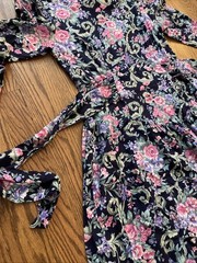 Vtg 80s Betsy’s Things Drop Waist Floral Femme Garden Cottagecore Midi Dress M/L