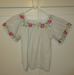 1970s Hand-made Cross Stitch Peasant Top Boho Floral sml/med Vintage