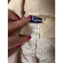 Design Todays Duster Coat Womens S Champagne Satin Trim Vintage 90s Made in USA