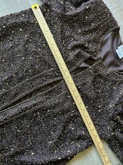 Vintage Stenay 100% Silk Beaded Sequin Jacket Women’s L Brown Art Deco Evening